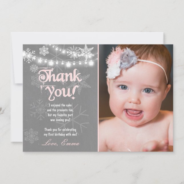 Hiver ONE derland Carte de remerciements d'anniver (Devant)