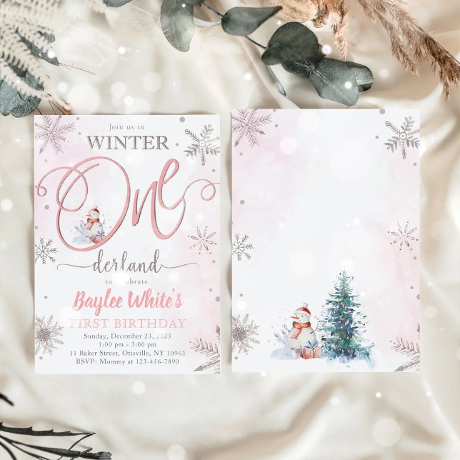 Hiver ONE derland Girl 1er anniversaire Invitation (Créateur téléchargé)