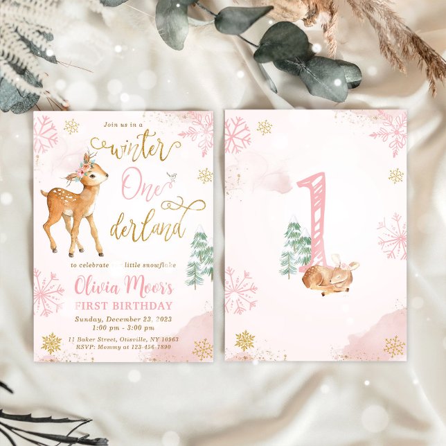 Hiver ONE derland Girl 1er anniversaire Invitation (Créateur téléchargé)