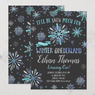Hiver ONE derland Invitation Anniversaire Blue Sil