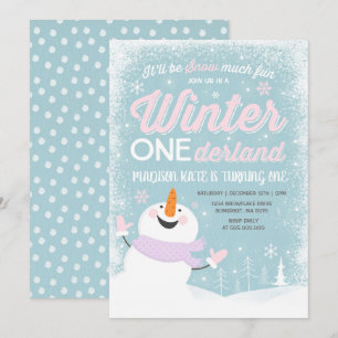 Hiver ONE derland Invitation Anniversaire Snowman 