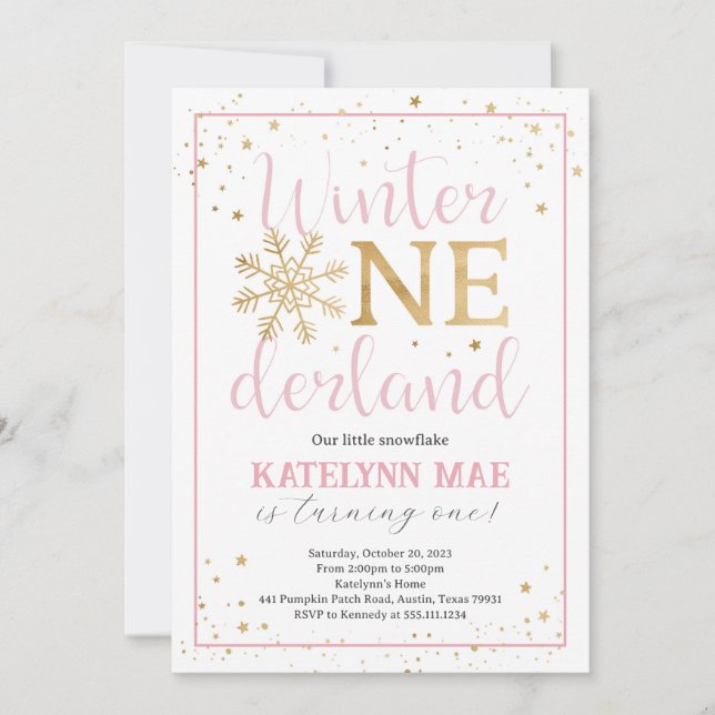 Hiver Onederland 1er Anniversaire Fête Invitation (Devant)