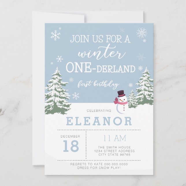 hiver onederland 1er anniversaire invitation (Devant)