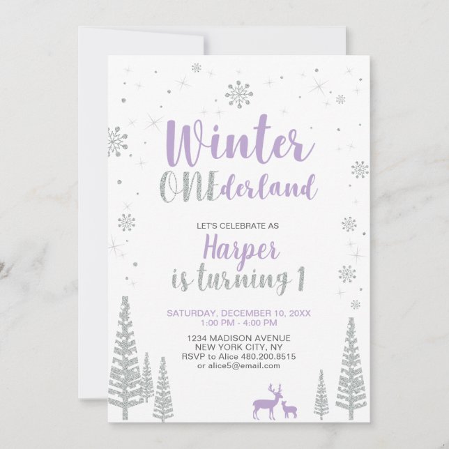Hiver Onederland 1er Anniversaire Invitation - Fil (Devant)