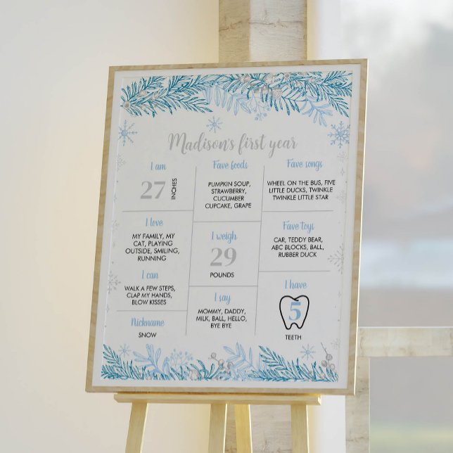 Hiver Onederland Anniversaire fête Jalon Poster (Créateur téléchargé)