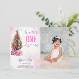 Hiver Onederland Anniversaire Invitation avec phot