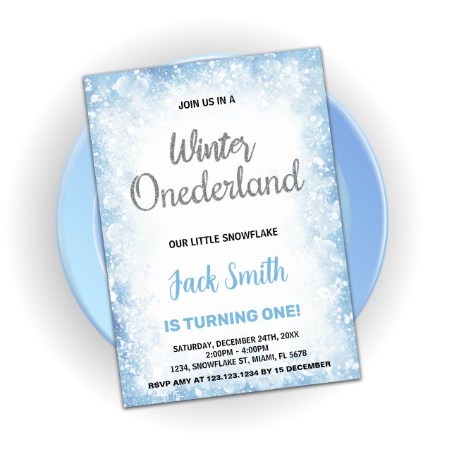 Hiver Onederland Anniversaire Invitations Blue Clo (Winter Onederland Birthday Invitations Blue Cloud)
