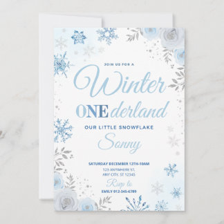 Hiver ONEderland Blue Snowflake 1ère Invitation