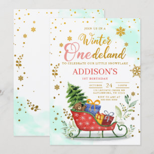 Hiver Onederland First Birthday Invitation