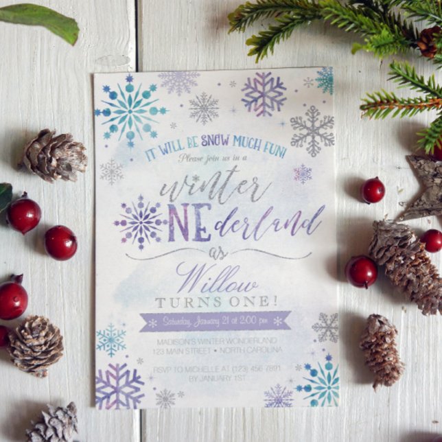 Hiver ONEderland Flocon de neige Invitation Annive (Créateur téléchargé)