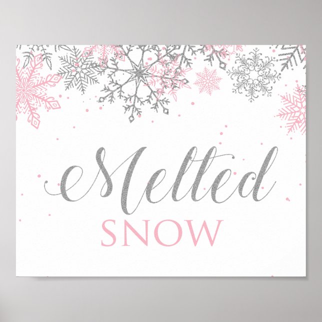 Hiver Onederland Fondu Neige rose Argent Poster (Devant)