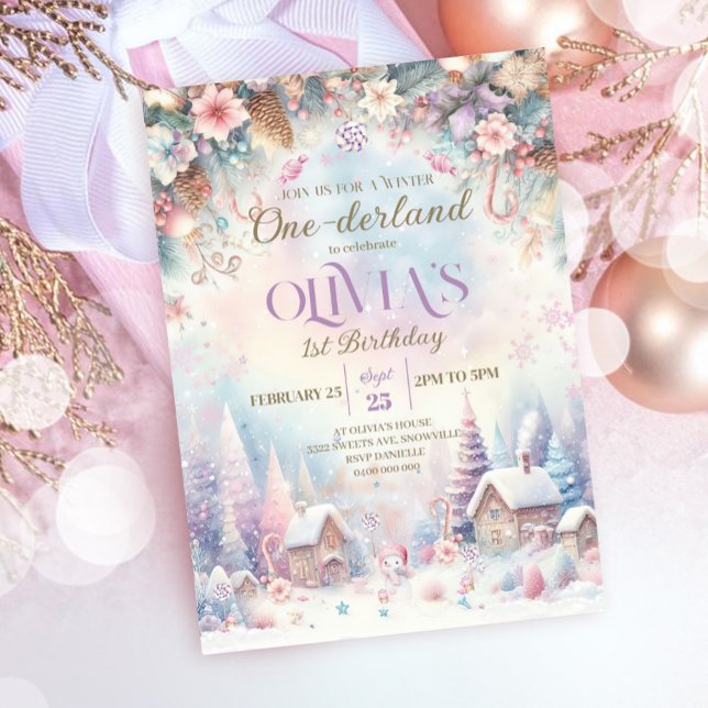 Hiver Onederland Invitation Sweets House (Winter Onederland Birthday Invitation)