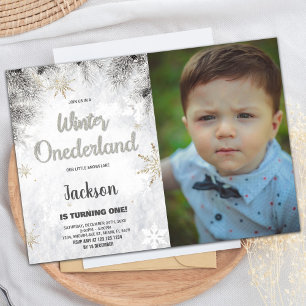 Hiver ONEderland Invitations Pine Silver Photo