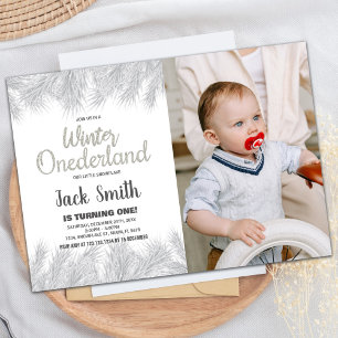 Hiver ONEderland Invitations Silver Pine Photo