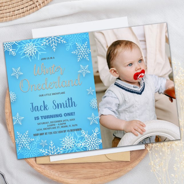 Hiver ONEderland Invitations White Snow Photo (Winter ONEderland Invitations White Snow Photo)