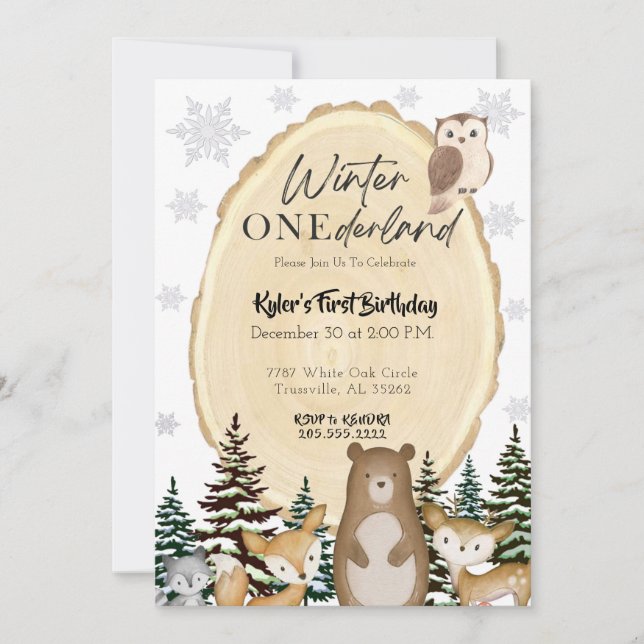 Hiver ONEderland Première Invitation anniversaire (Devant)