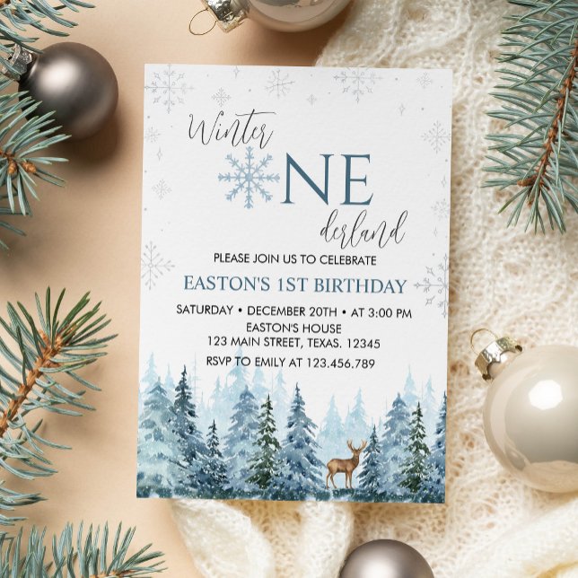Hiver Onederland Reindeer Anniversaire Invitation (Créateur téléchargé)