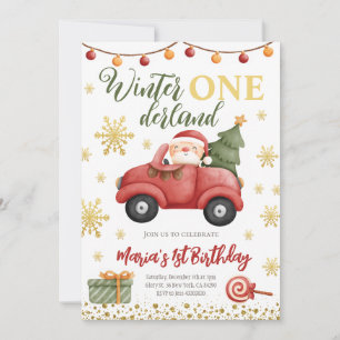 Hiver Onederland Santa Claus Invitation Anniversai