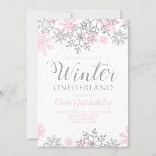 Hiver Onederland Snowflake Invitation