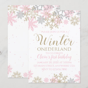 Hiver Onederland Snowflake Premier Invitation d'an