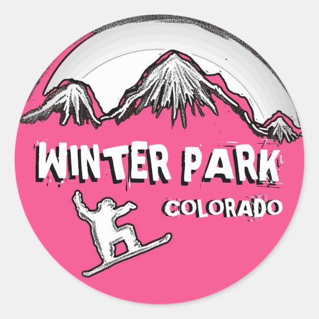 Hiver Park Colorado thème rose stickers snowboard (Devant)