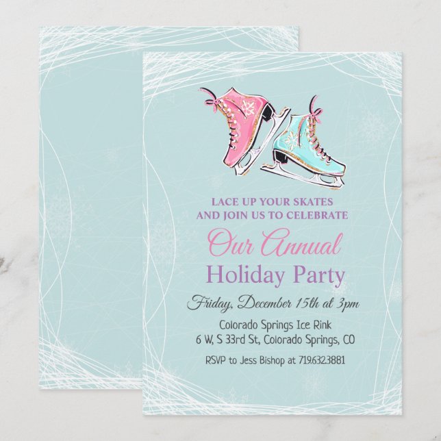 Hiver Patinage sur glace Fête Invitation (Devant / Derrière)