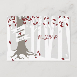 Hiver rouge de forêt de neige épousant RSVP