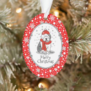 Hiver (rouge) Vieux chien anglais (gris 1) Mignonn
