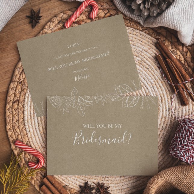 Hiver rustique | Carte de proposition Kraft Brides (Créateur téléchargé)
