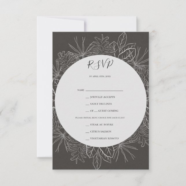 Hiver rustique | Carte RSVP Choix du menu de charb (Devant)