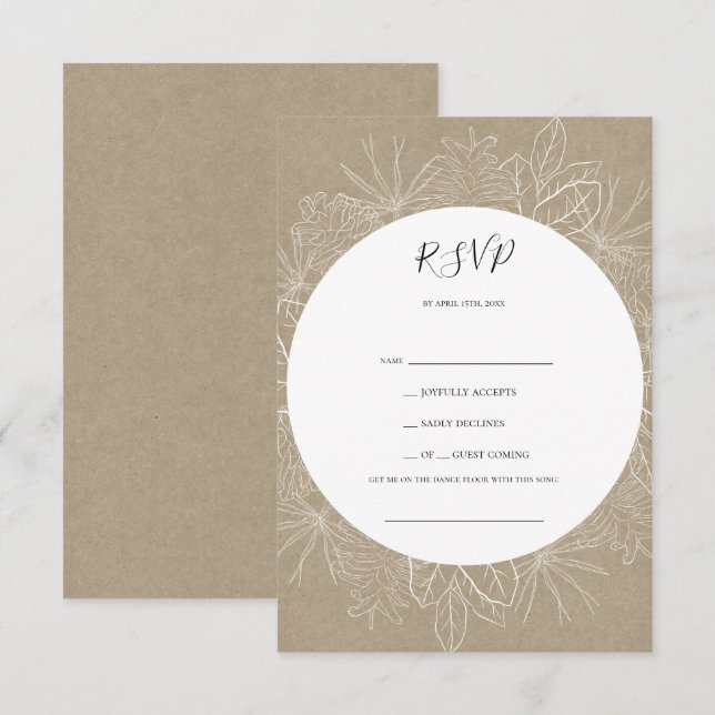 Hiver rustique | Carte RSVP Kraft Song Request (Devant / Derrière)