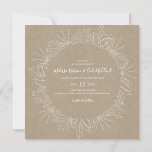 Hiver rustique   Faire-part de mariage Carré Kraft