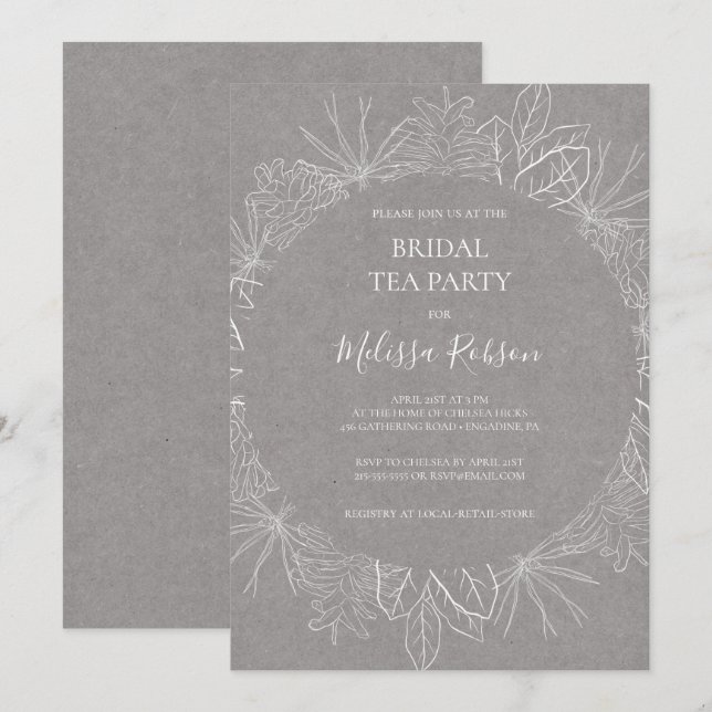 Hiver rustique | Invitation de la fête du thé nupt (Devant / Derrière)