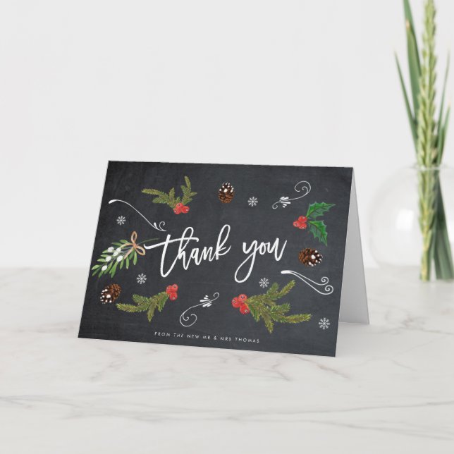 hiver rustique Noël mariage carte de remerciements (Devant)