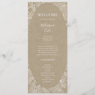 Hiver rustique Programme de mariage Kraft