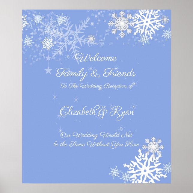 Hiver, Snowflakes, Mariage, Custom Welcome Poster (Devant)