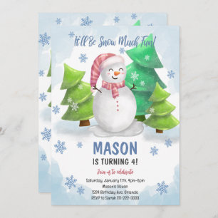 Hiver Snowman Snowflake Anniversaire Invitation