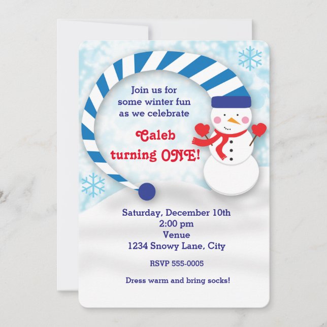 Hiver Snowman Snowy Vacances Cute Party Invitation (Devant)