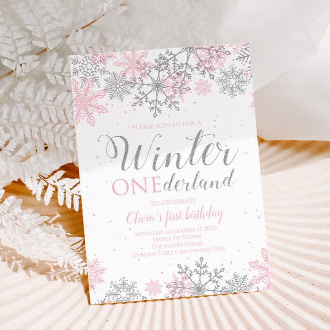 Hiver UN derland premier anniversaire Invitation (Créateur téléchargé)