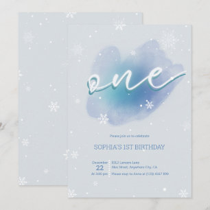 Hiver Un Froid 1er Anniversaire Invitation Neige