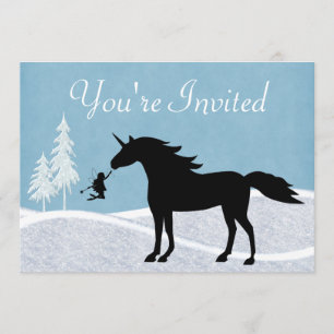 Hiver Unicorne et fées Anniversaire Invitation