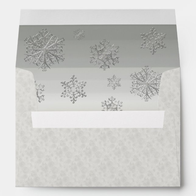 Hiver White Snowflakes Mariage Enveloppe personnal (Dos (Bas))