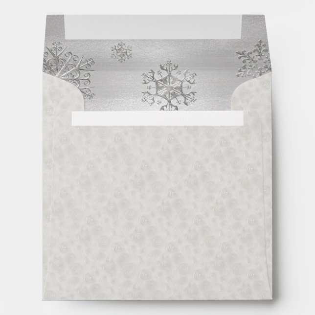 Hiver White Snowflakes Mariage Enveloppe personnal (Dos (Bas))