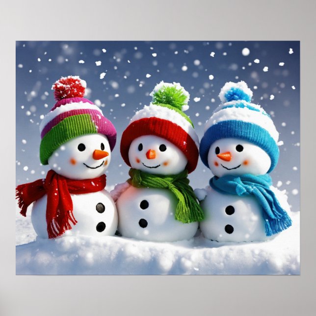 Hiver Wonderland Trio Poster des Snowmen 3D (Devant)