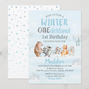 Hiver Woodland 1er anniversaire Invitation hiver