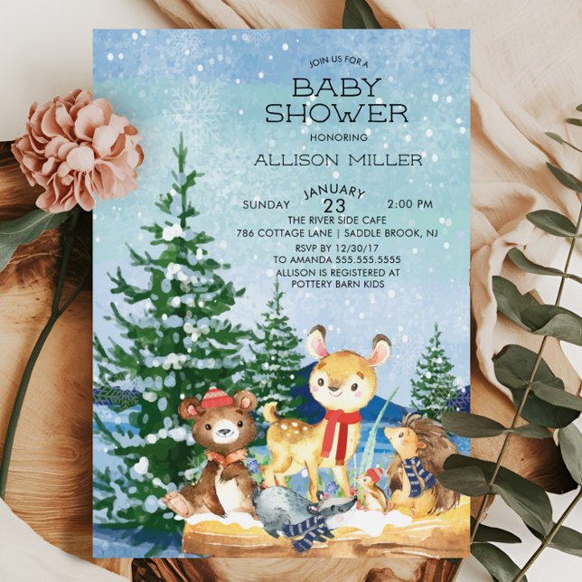 Hiver Woodland Baby Shower Invitations (Créateur téléchargé)