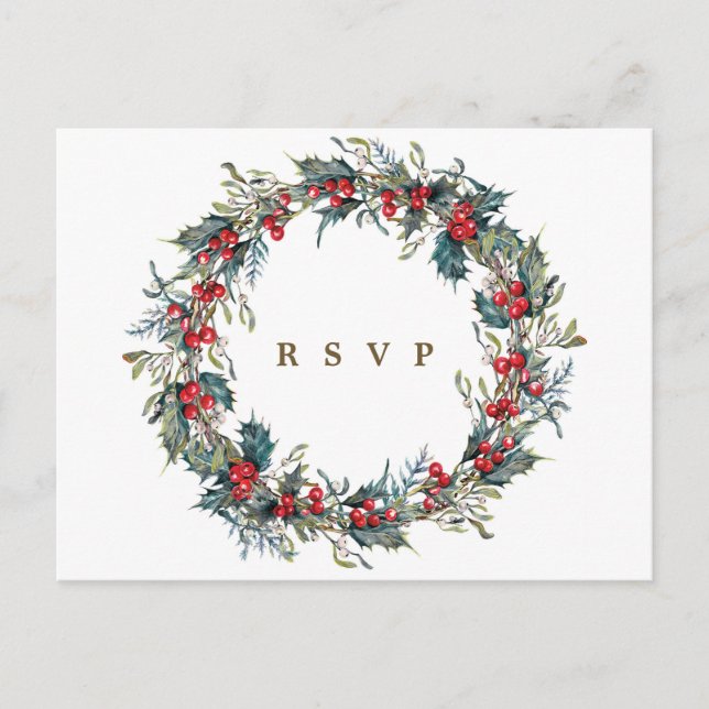 hivernal sainte couronne mariage rsvp carte postal (Devant)