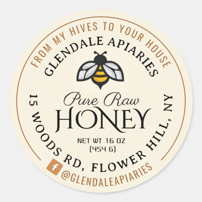 Hives to House Pure Raw Honey Honeybee Sticker     (Front)