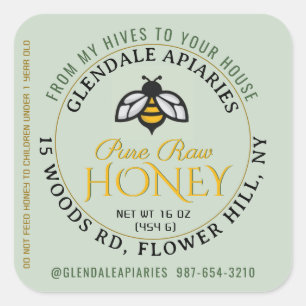 Hives to House Pure Raw Honey Honeybee Sticker    