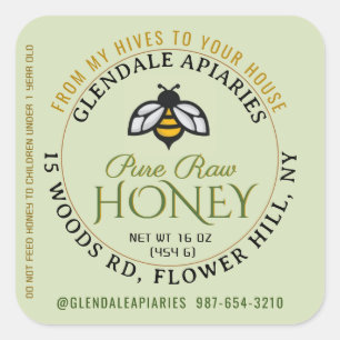 Hives to House Pure Raw Honey Honeybee Sticker    